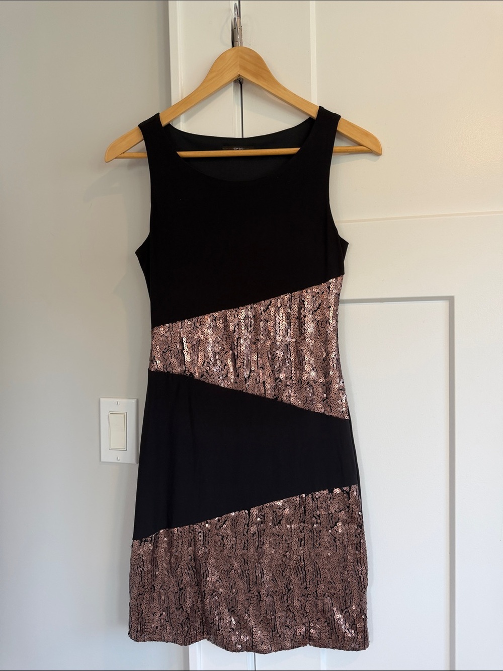 Soprano Black Bronze Sequin Cocktail Dress XS LBD Party Date Night